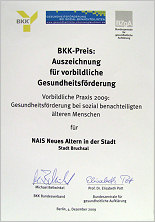 Preisurkunde fr NAIS-Bruchsal