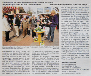 Klicken Sie! Stadtbibliothek Bruchsal: Aktion auf dem Wochenmarkt. (Bericht im Amtsblatt).