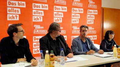 Von links nach rechts Tristan Benzmller (Dramaturg), Carsten Ramm (Intendant), Joerg Bitterich (Leiter Kinder- und Jugendtheater) und Larissa Benszuweit (Chefdramaturgin)