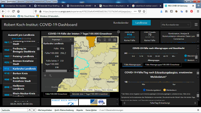 RKI Dashboard Landkreis Karlsruhe. Klicken Sie fr ein greres Bild.