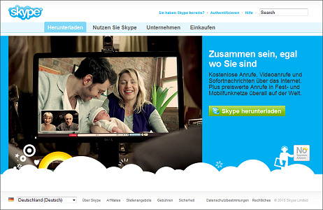 Skype Homepage (deutsch)