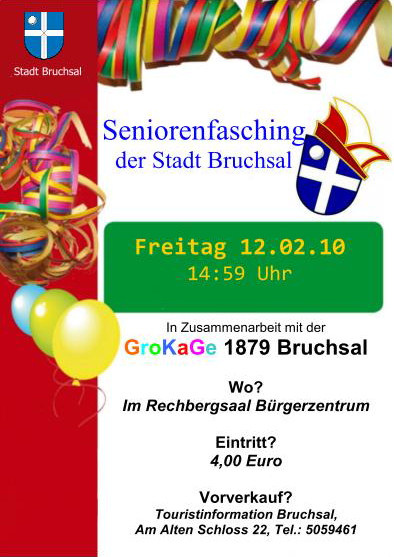 Flyer Seniorenfasching 2010 der GroKaGe bruchsal